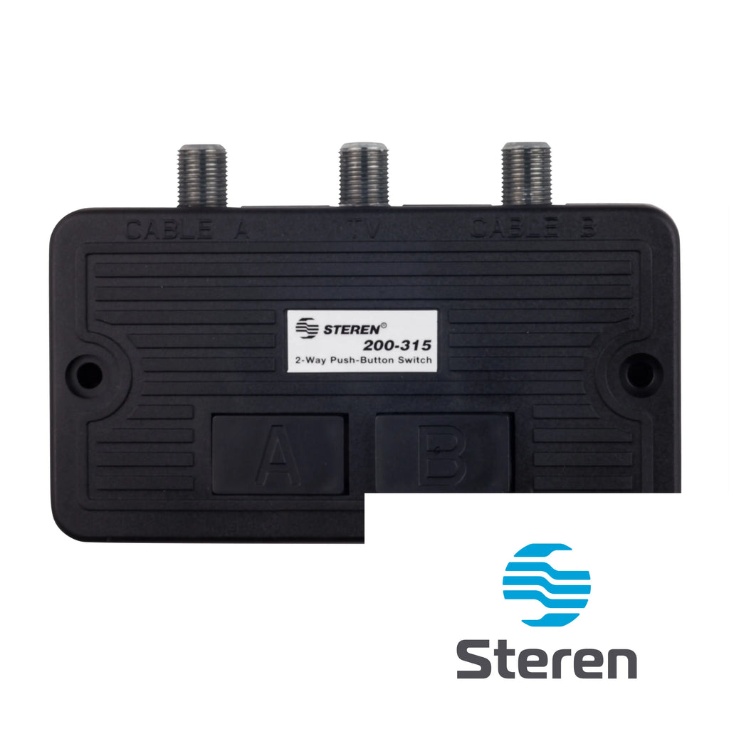 Steren 2-Way Coaxial A/B Push-Button Switch for TV, Antenna Splitter - 200-315
