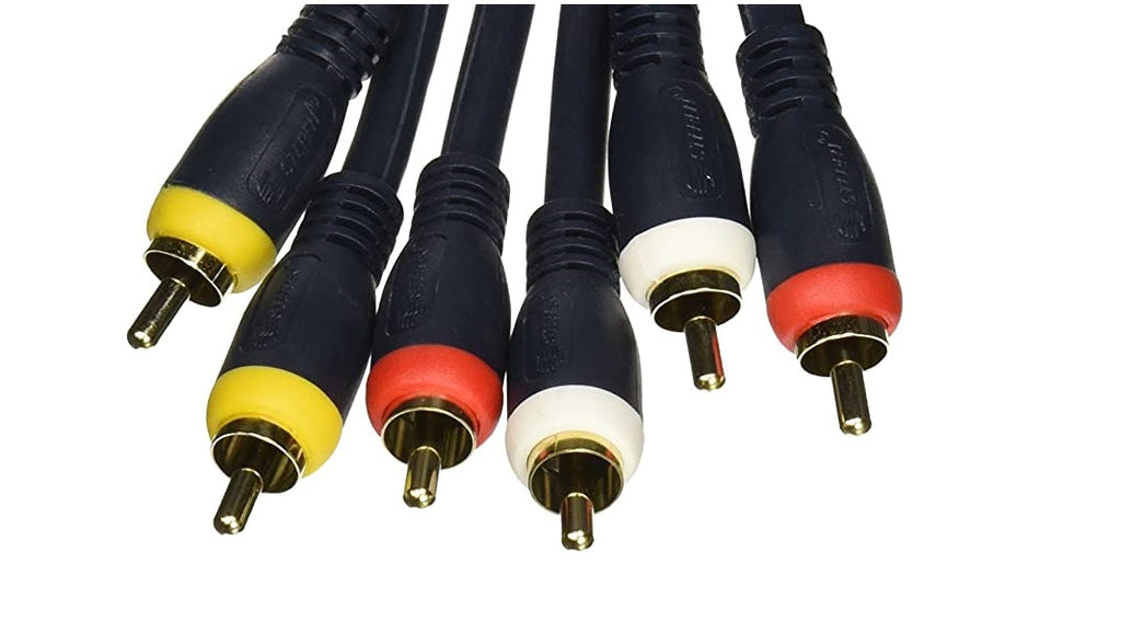 Steren 100ft 3-RCA High-Quality Stereo Audio Cable - Red/White/Yellow