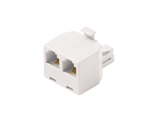 Steren White Modular 4C Telephone T-Adapter with Gold Connectors