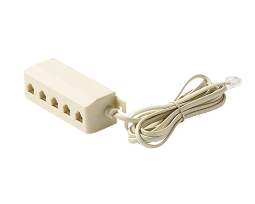 Steren 15ft 4-Wire 28AWG Modular 5 Outlet Extension Line Ivory