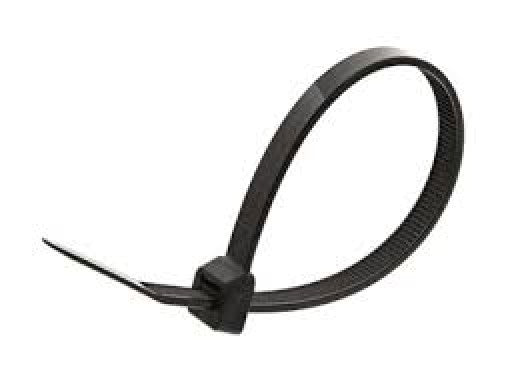 Steren Cable Tie 8in 50lb Nylon Self-Locking Black 100 per bag