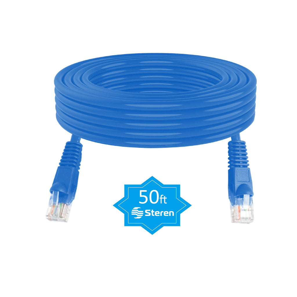 Steren 50ft Cat6 Patch Cord Snagless UTP cULus Molded Blue