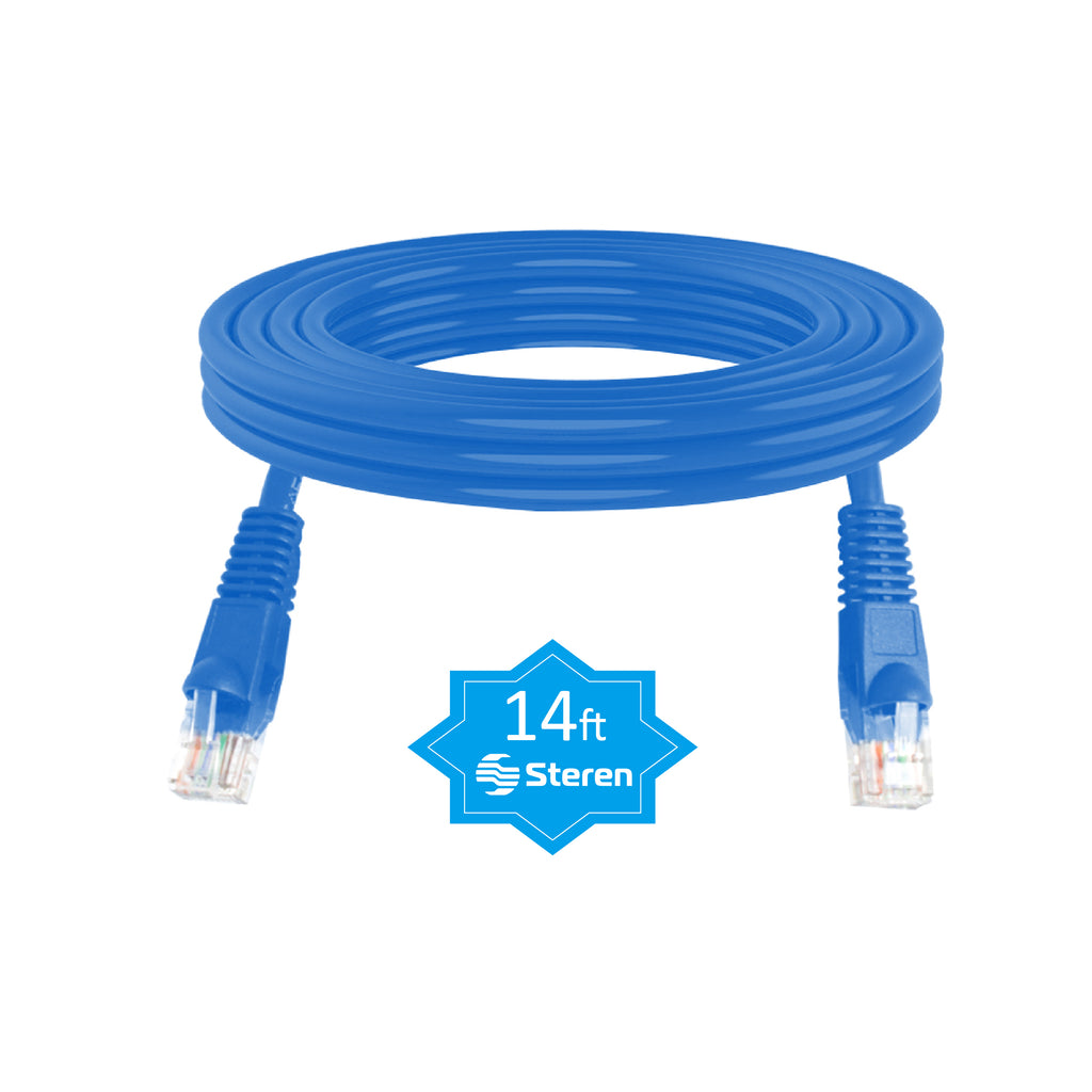 Steren 14ft Cat6 Patch Cord Snagless UTP cULus Molded Blue