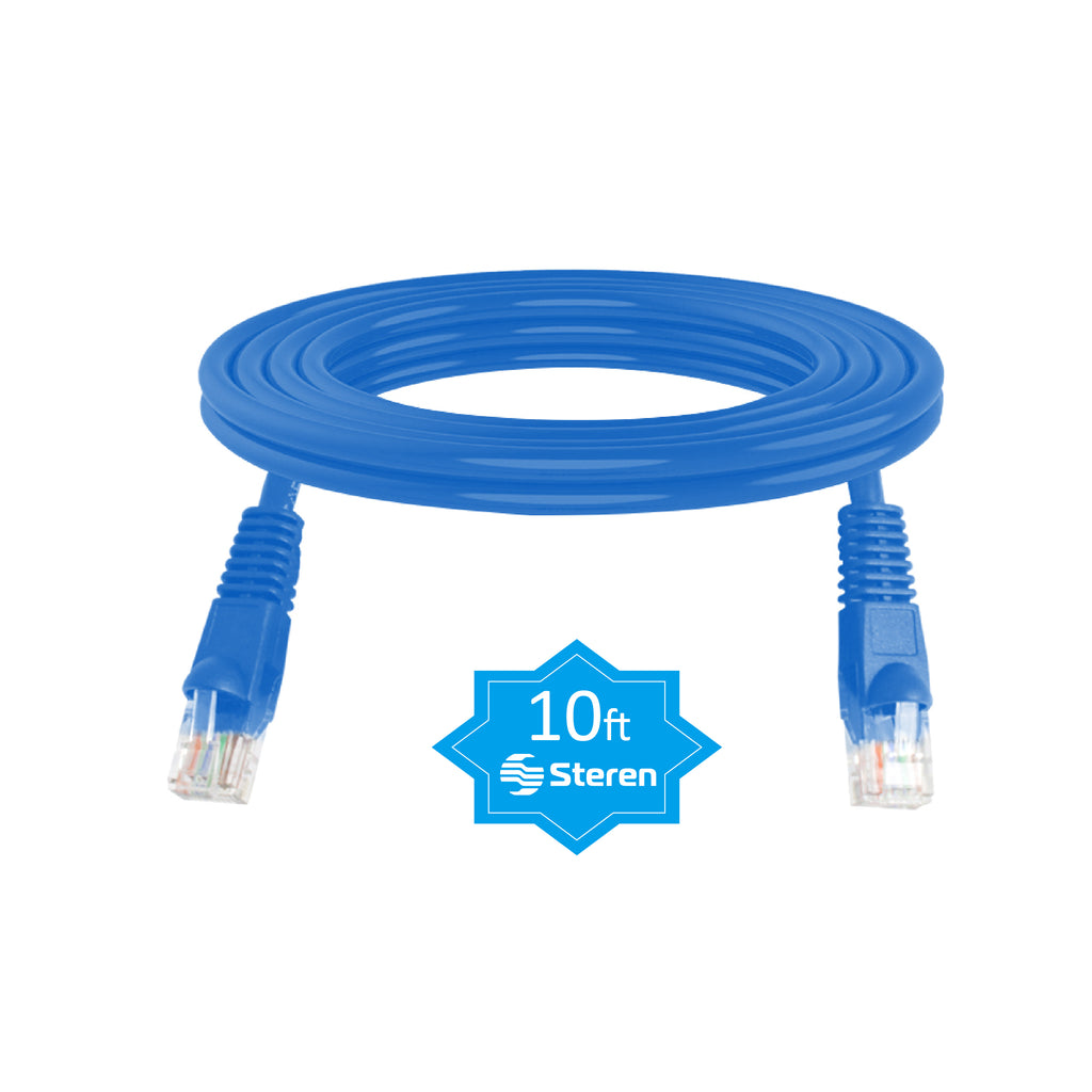 Steren 10ft Cat5e Ethernet Cable - Internet, Molded, Snagless, UTP, cULus - Blue