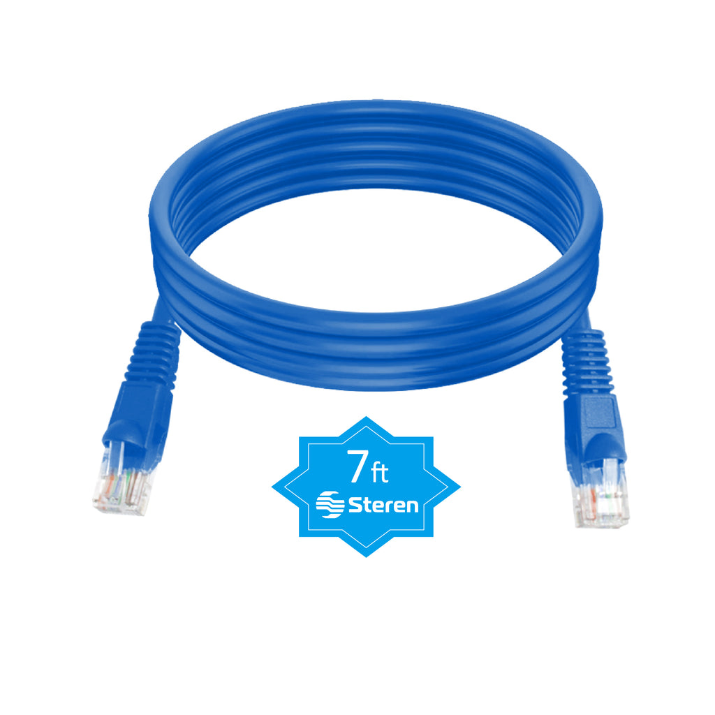Steren 7ft Cat5e Ethernet Cable Internet, Molded, Snagless, UTP, cULus - Blue