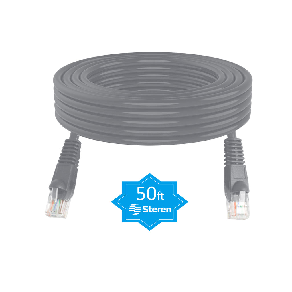 Steren 50ft Cat5e Ethernet Cable Internet, Molded, Snagless, UTP, cULus - Gray