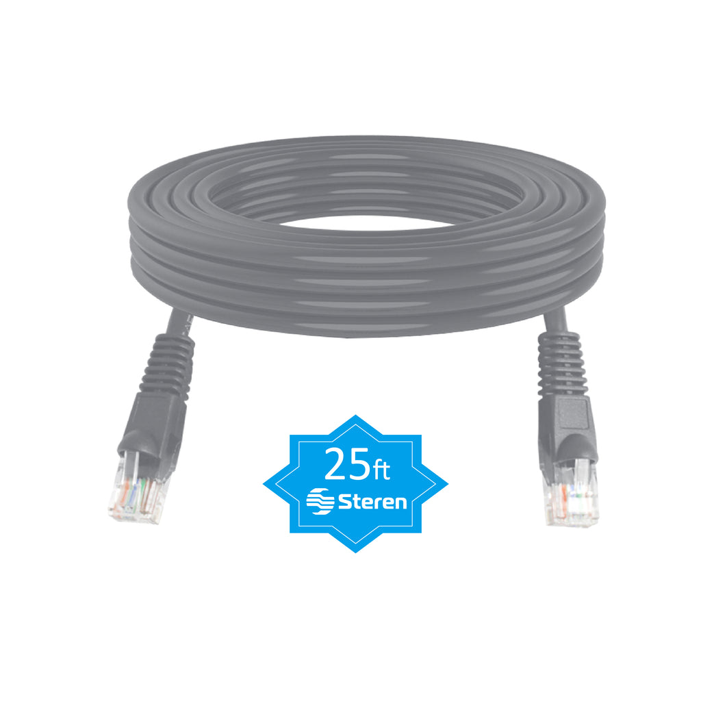 Steren 25ft Cat6 Patch Cord Snagless UTP cULus Molded Grey