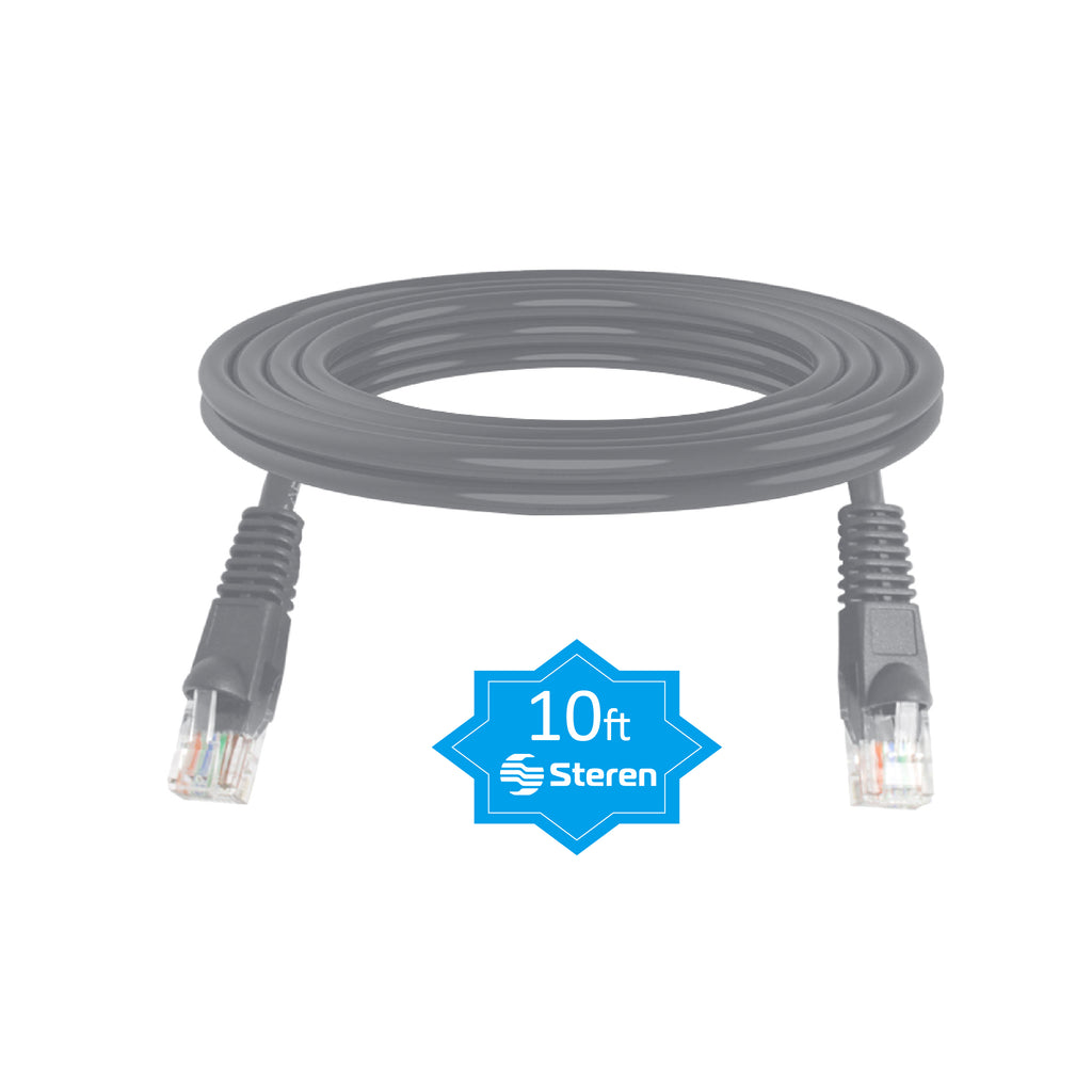 Steren 10ft Cat5e Ethernet Cable - Internet, Molded, Snagless, UTP, cULus - Gray