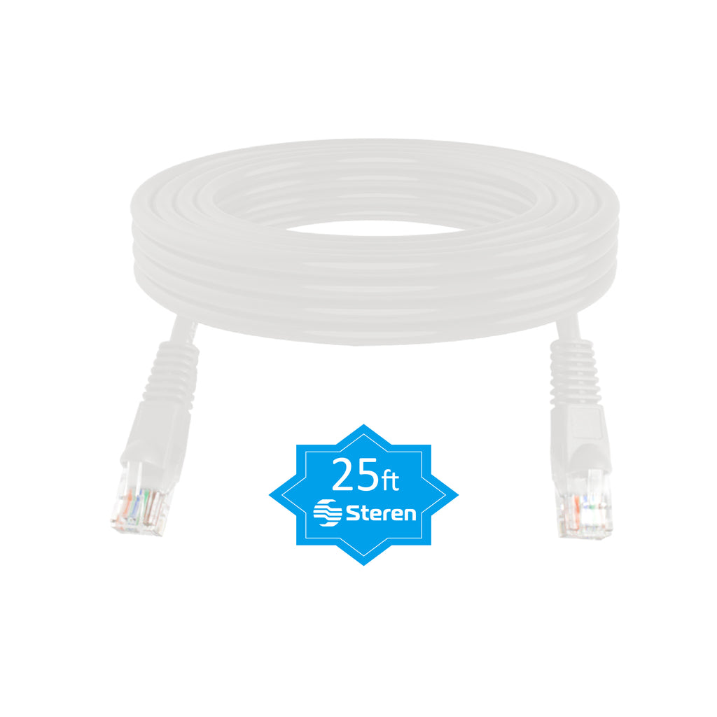 Steren 25ft Cat6 Patch Cord Snagless UTP cULus Molded White