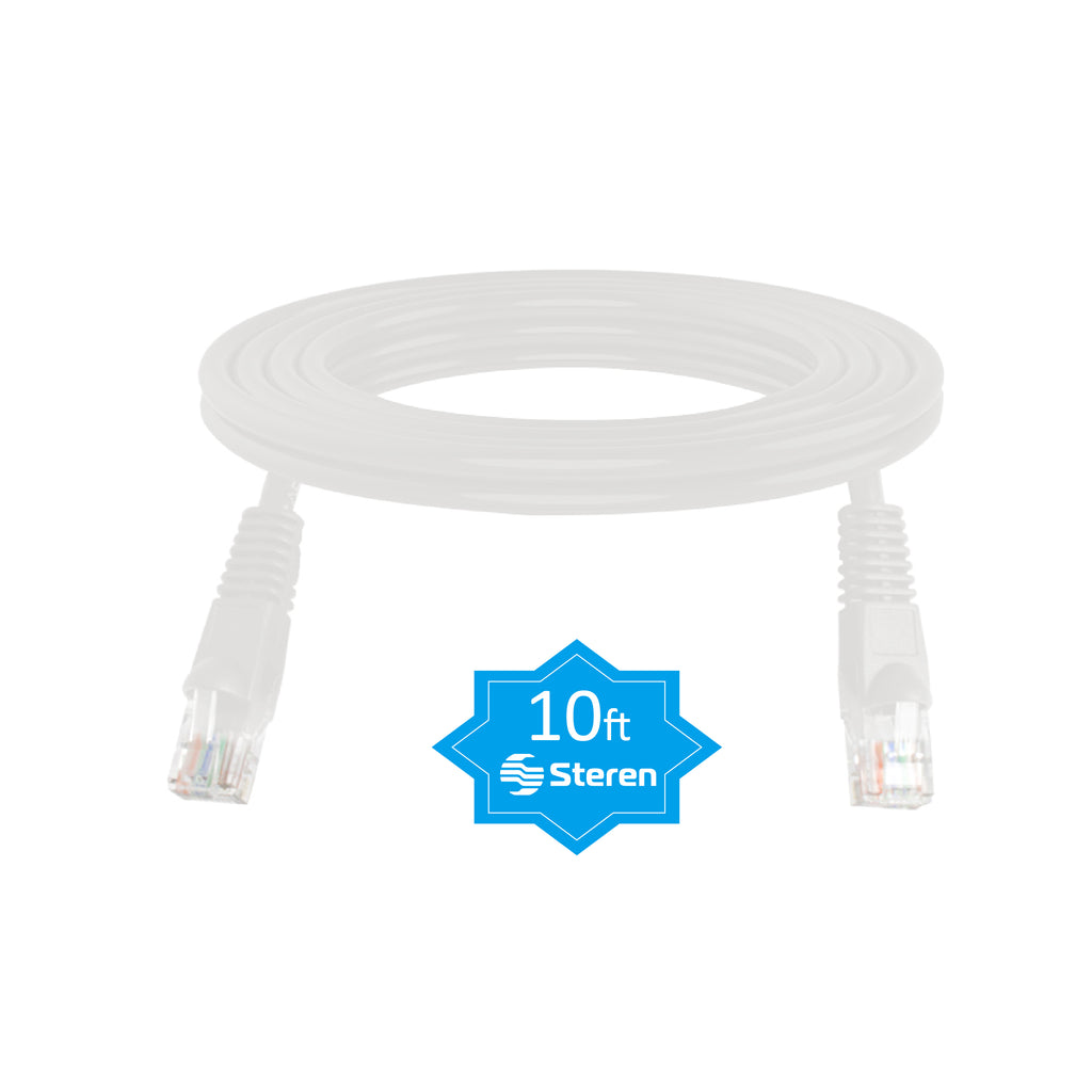 Steren 10ft Cat6 Patch Cord Snagless UTP cULus Molded White