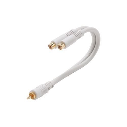 Steren 6in Python RCA Y Cable - RCA Plug to 2-RCA Jack - Ivory